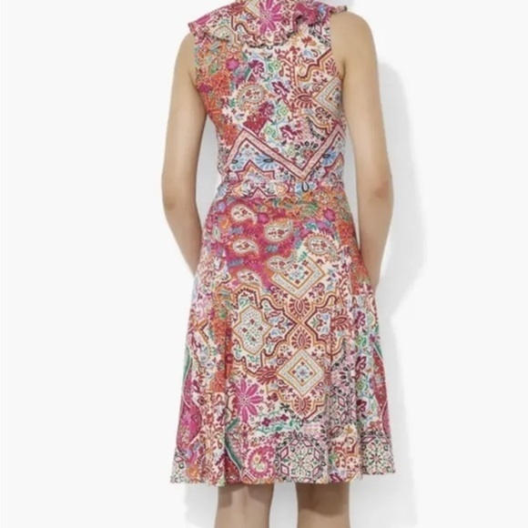 Vintage 90s Y2K Ralph Lauren Sleeveless A-line Dress Floral Paisley Medium. - Picture 4 of 12